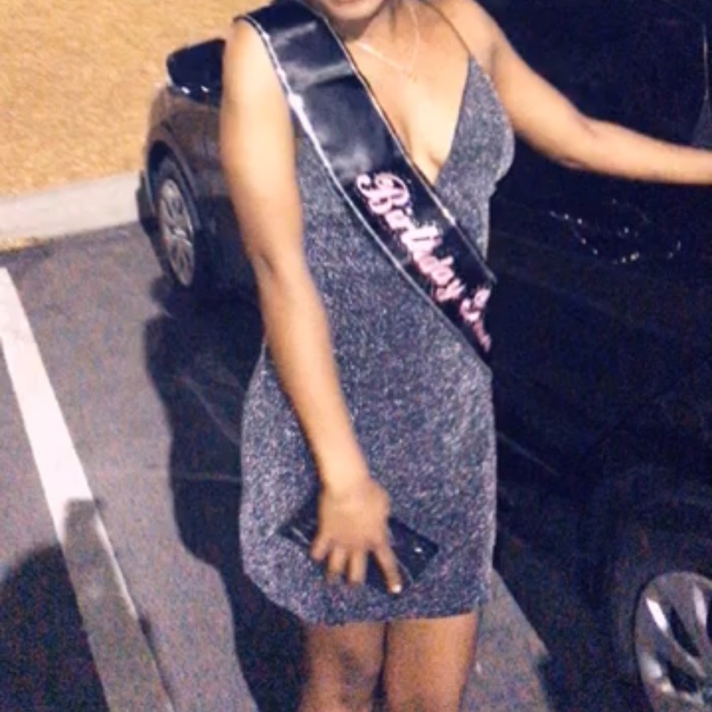 Short black shimmer dress